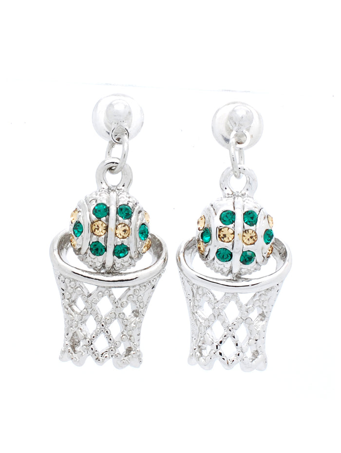 Basketball Earrings POST - Green/Lt Gold