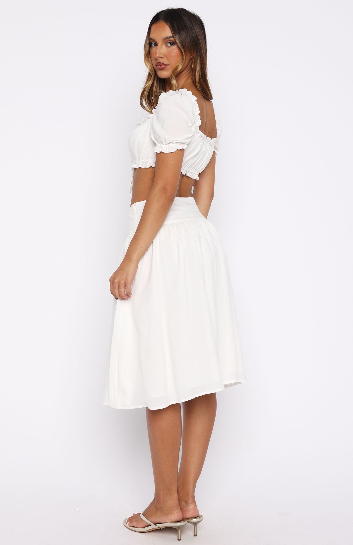 Tender Moments Midi Skirt White