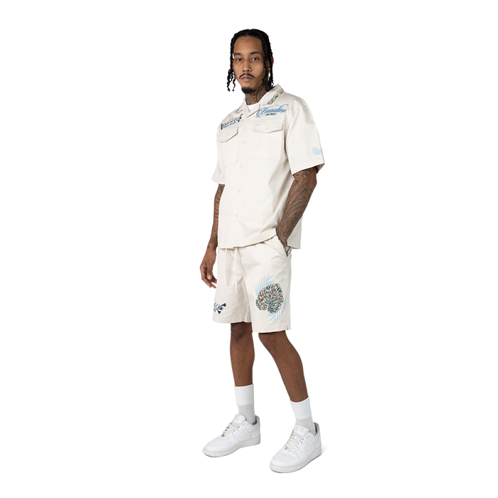 Smoke Rise Coeur Riviera twill shorts in chalk color, casual men's shorts with a relaxed fit and stylish design.