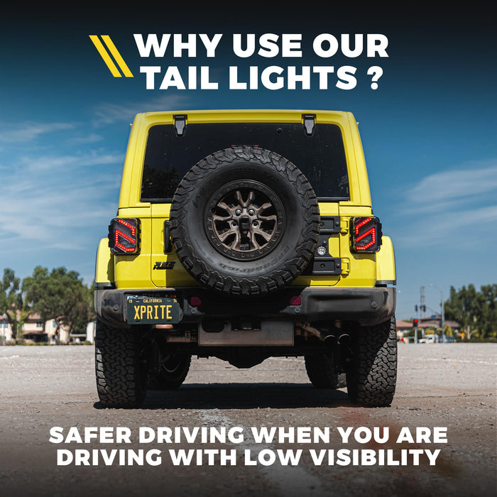 Xprite LED Tail Lights for Jeep Wrangler JK/JKU Plug & Play Rear Light Upgrade | Savage Series