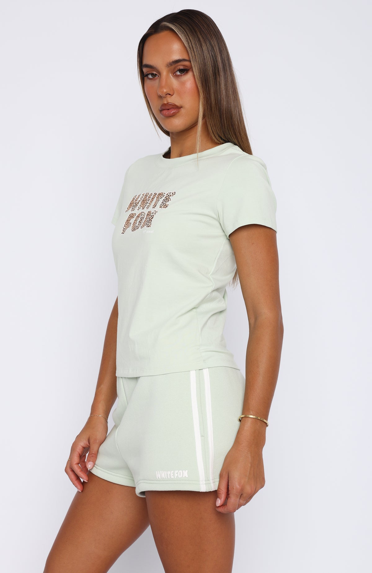 11th Street She's So Lucky Relaxed Baby Tee Iced Matcha