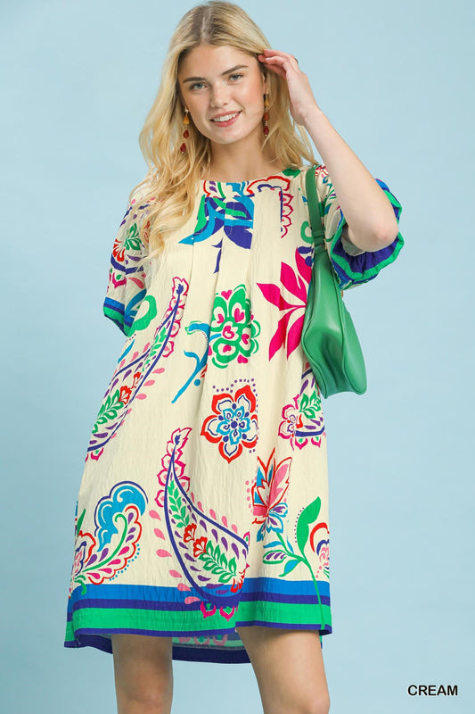 Umgee Vibrant Paisley Print Dress