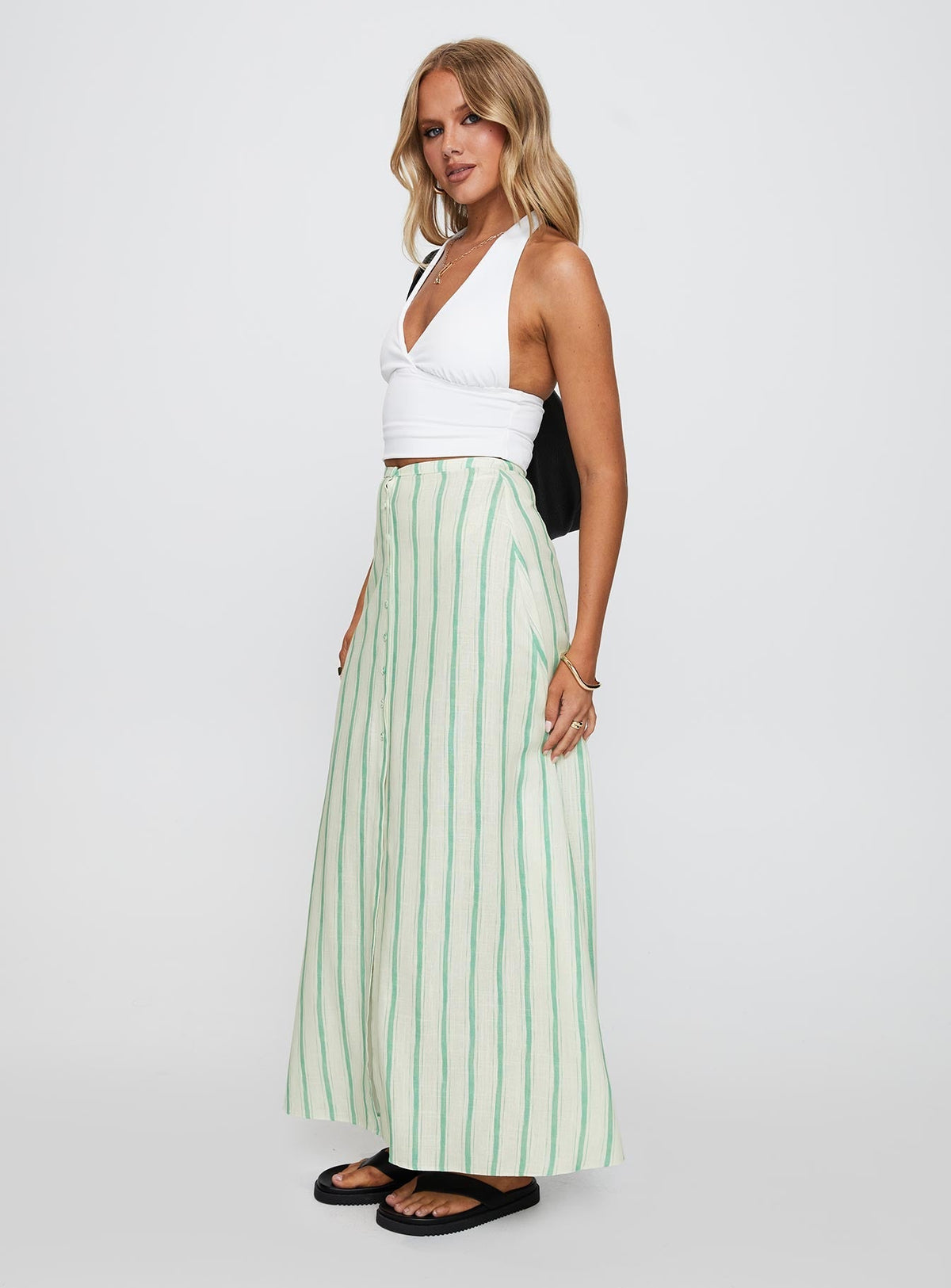 Bess Maxi Skirt Green Stripe