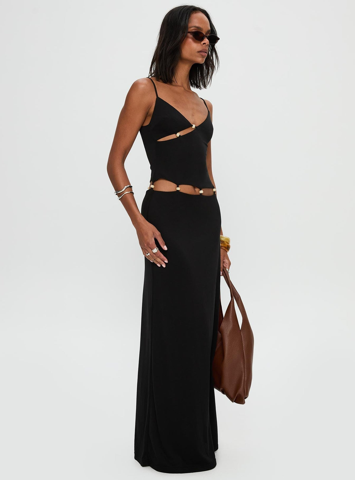 Allspice Beaded Maxi Dress Black