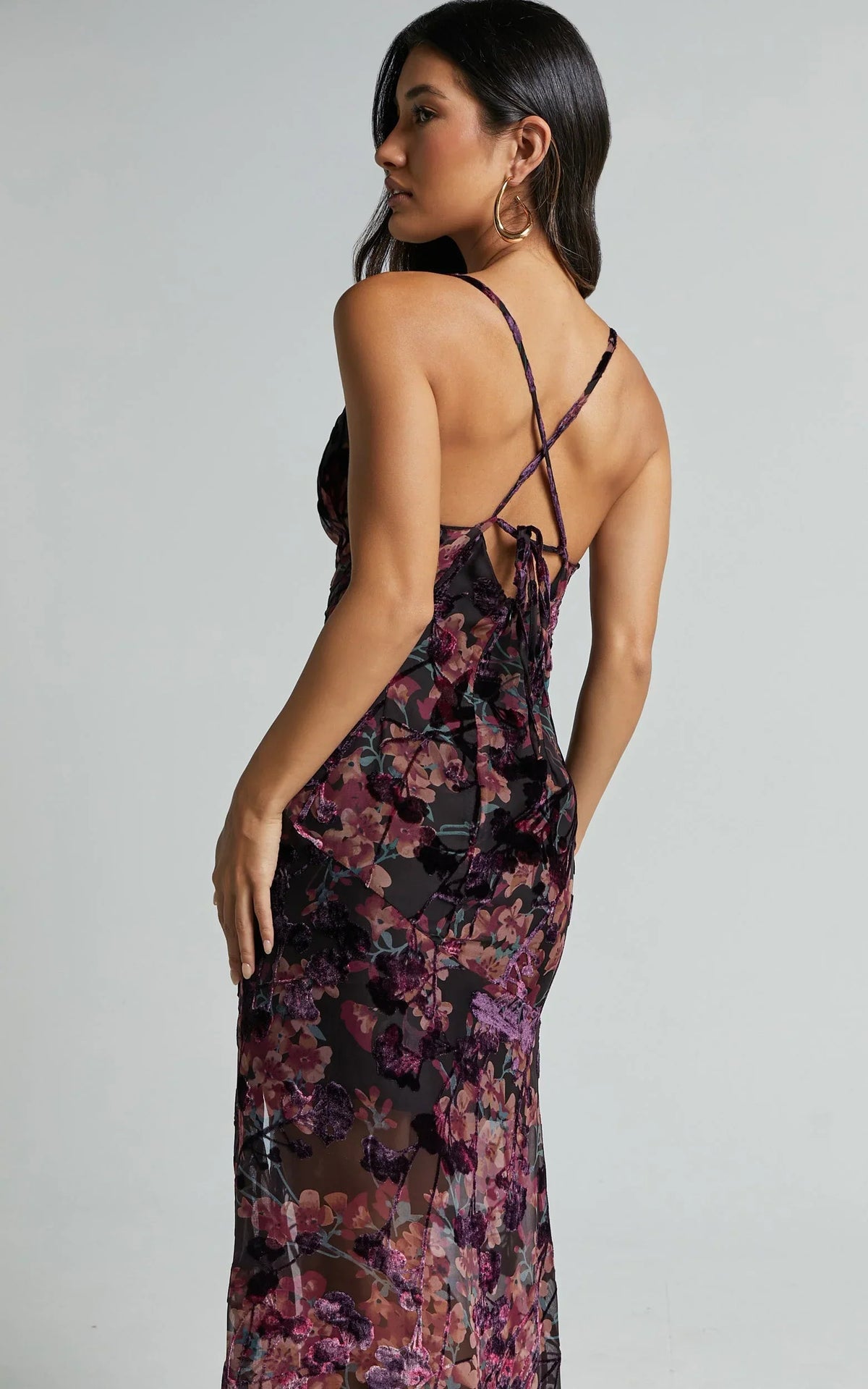 Aletta Maxi Dress - Cowl Cross Back Dress in Aletta Burn Out Floral
