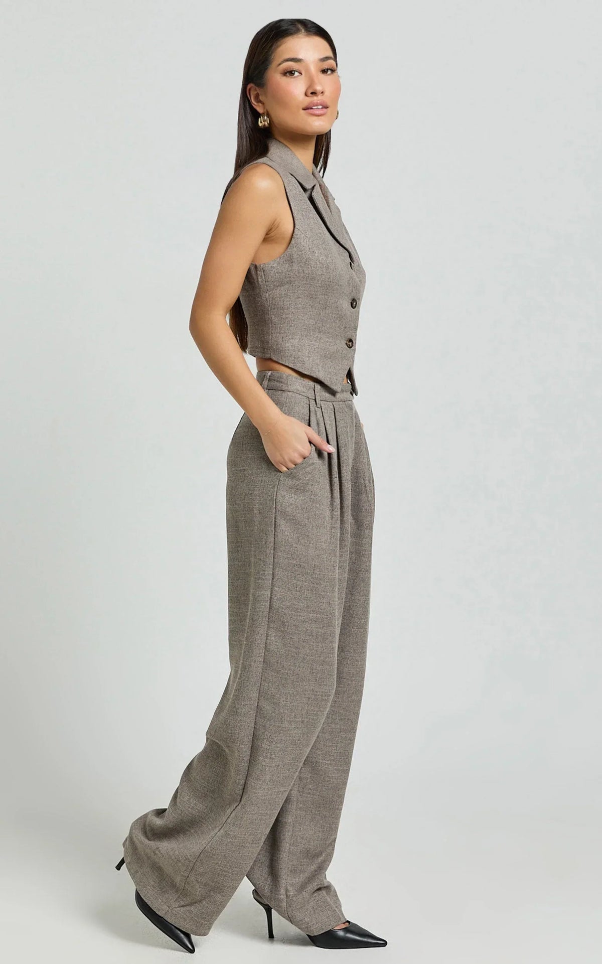 Andie Pants - High Waist Tailored Pants in Grey