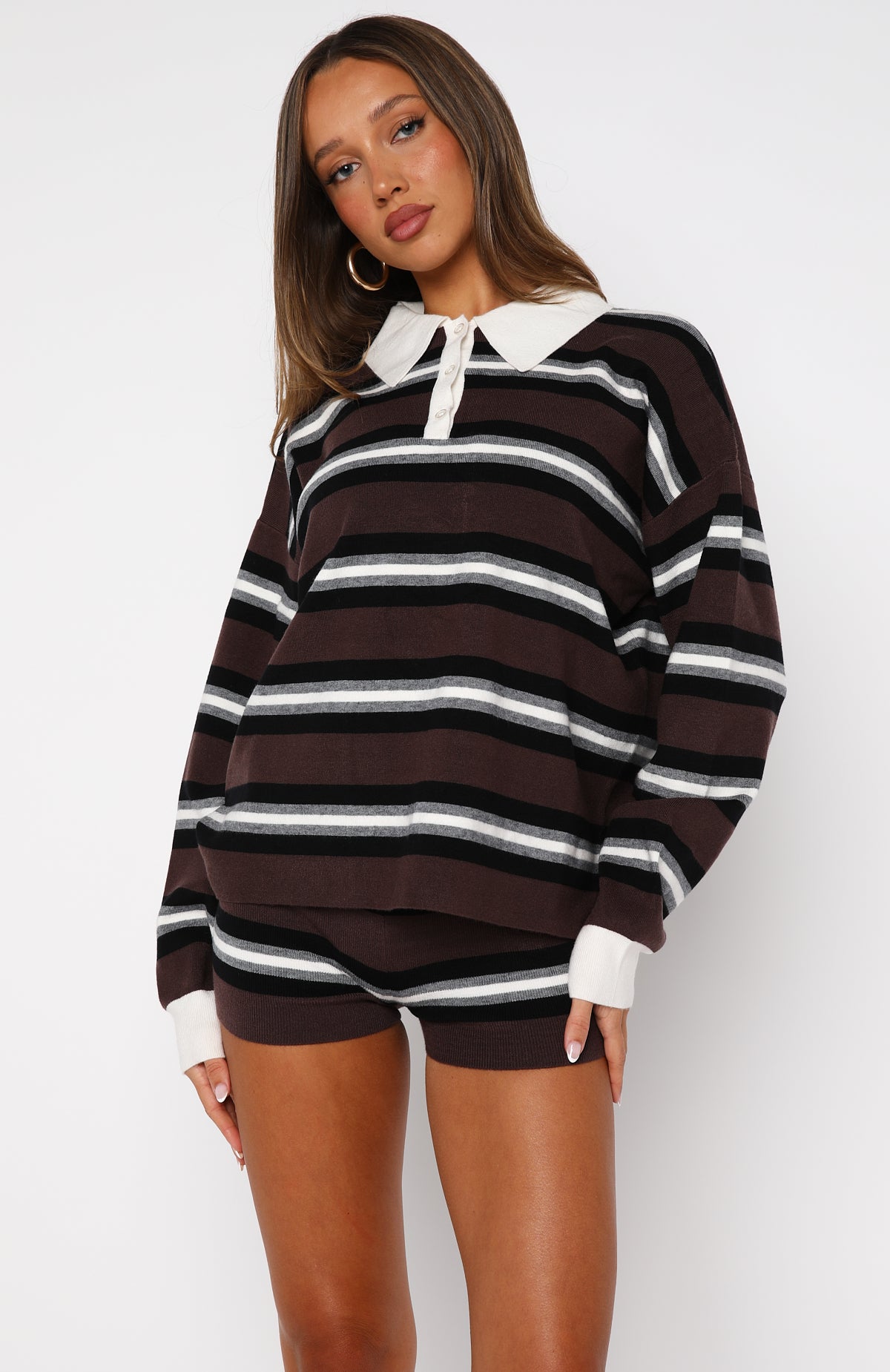 It's Ok, I'm Ok Knit Sweater Chestnut Stripe