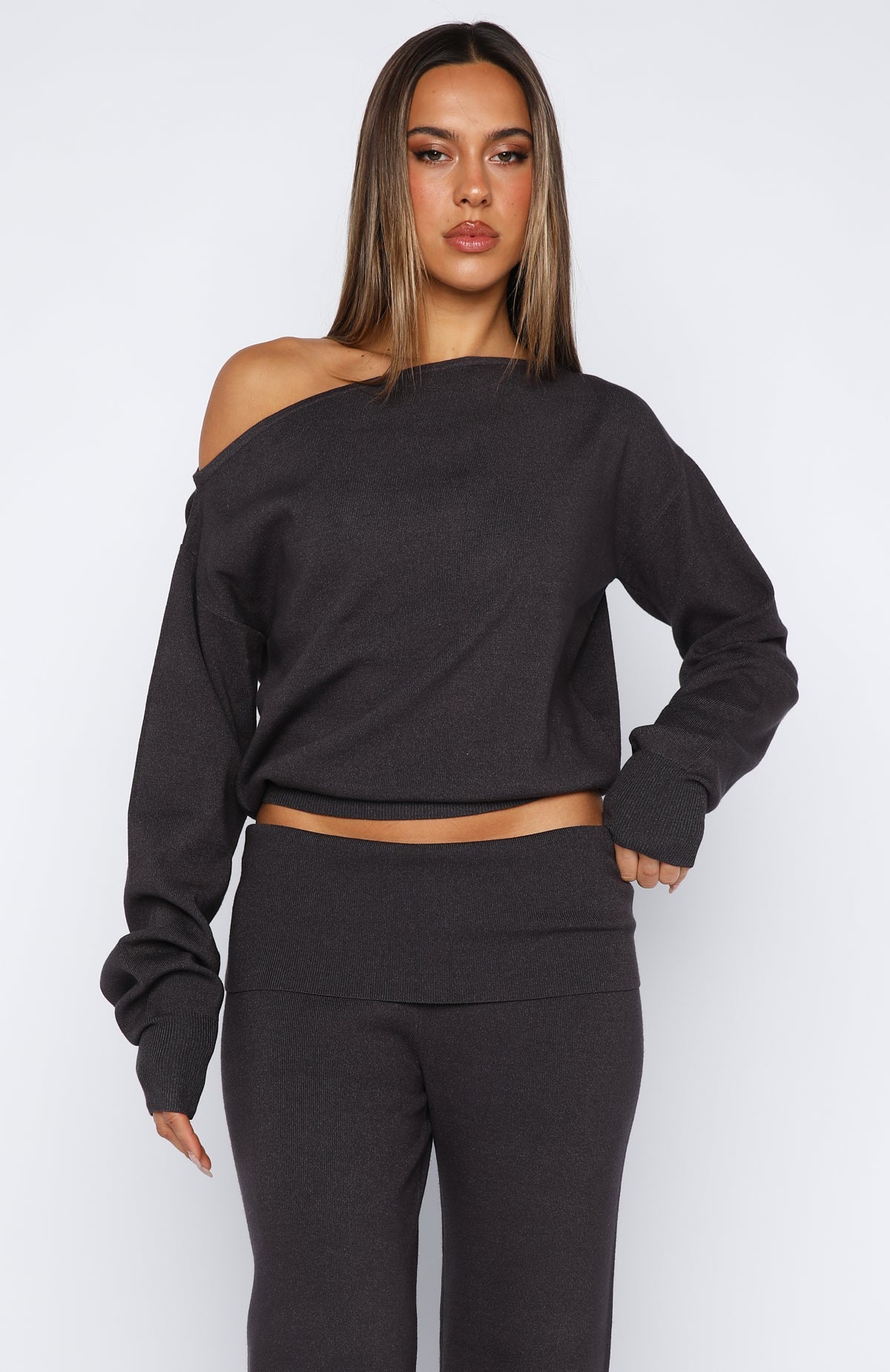 Can't Find The Words Knit Sweater Charcoal