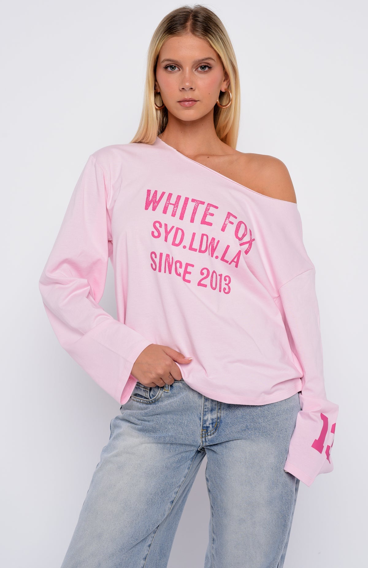 Topic Of Discussion Off Shoulder Oversized Long Sleeve Tee Posy