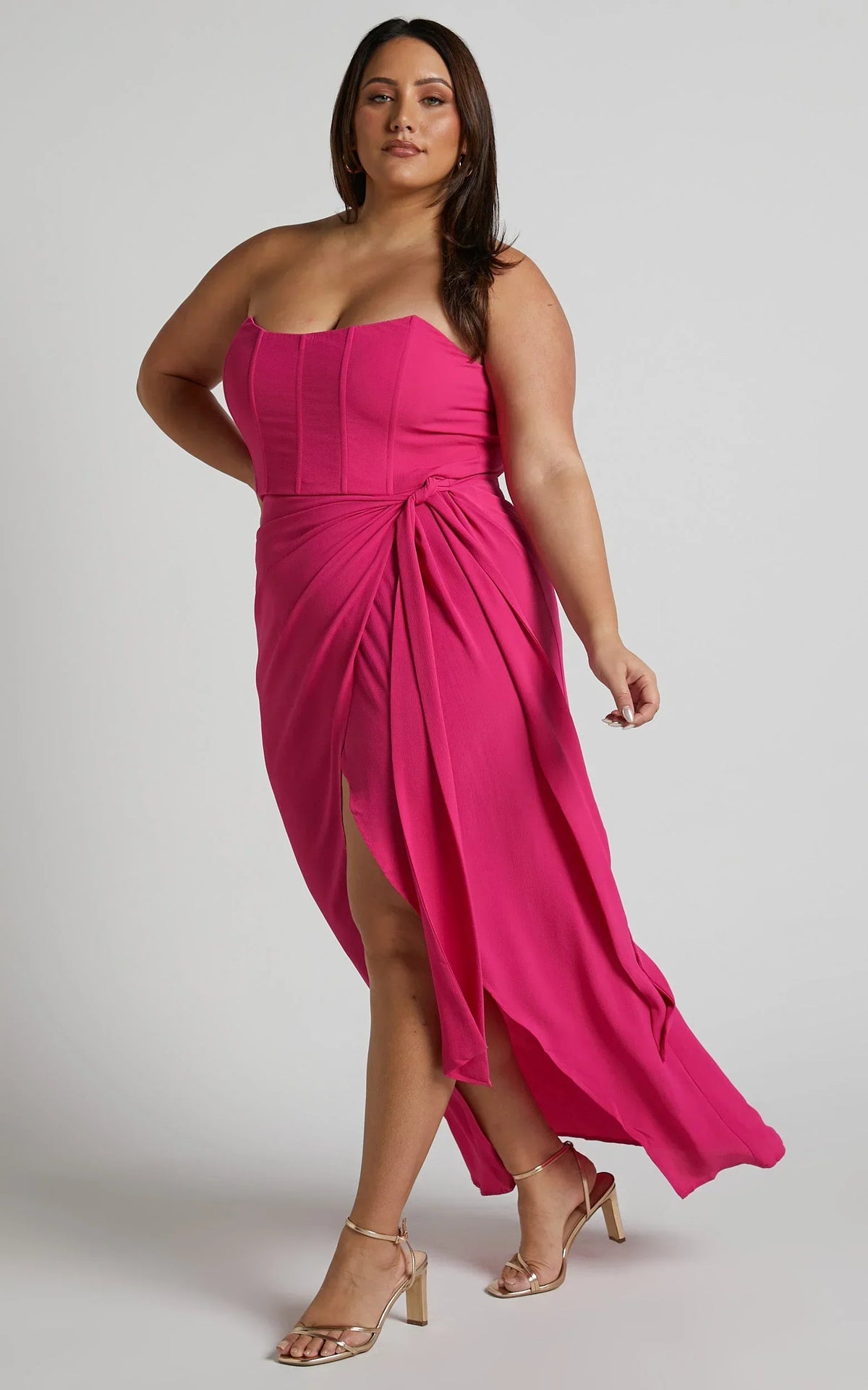 Abigail Maxi Dress - Bodice Tie Dress in Mulberry