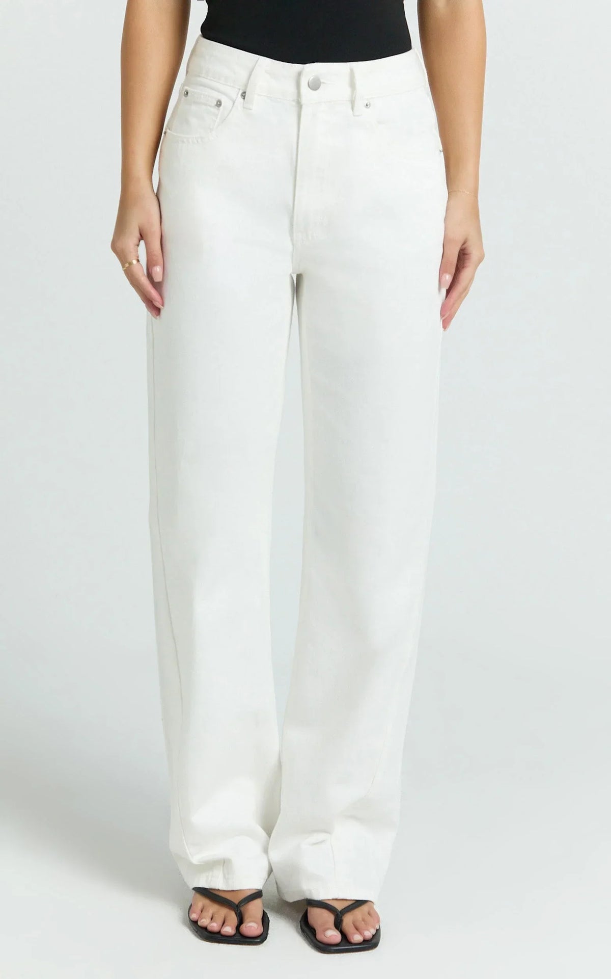 Abbie Jeans - Mid Rise Straight Leg Recycled Denim Jeans in Ecru