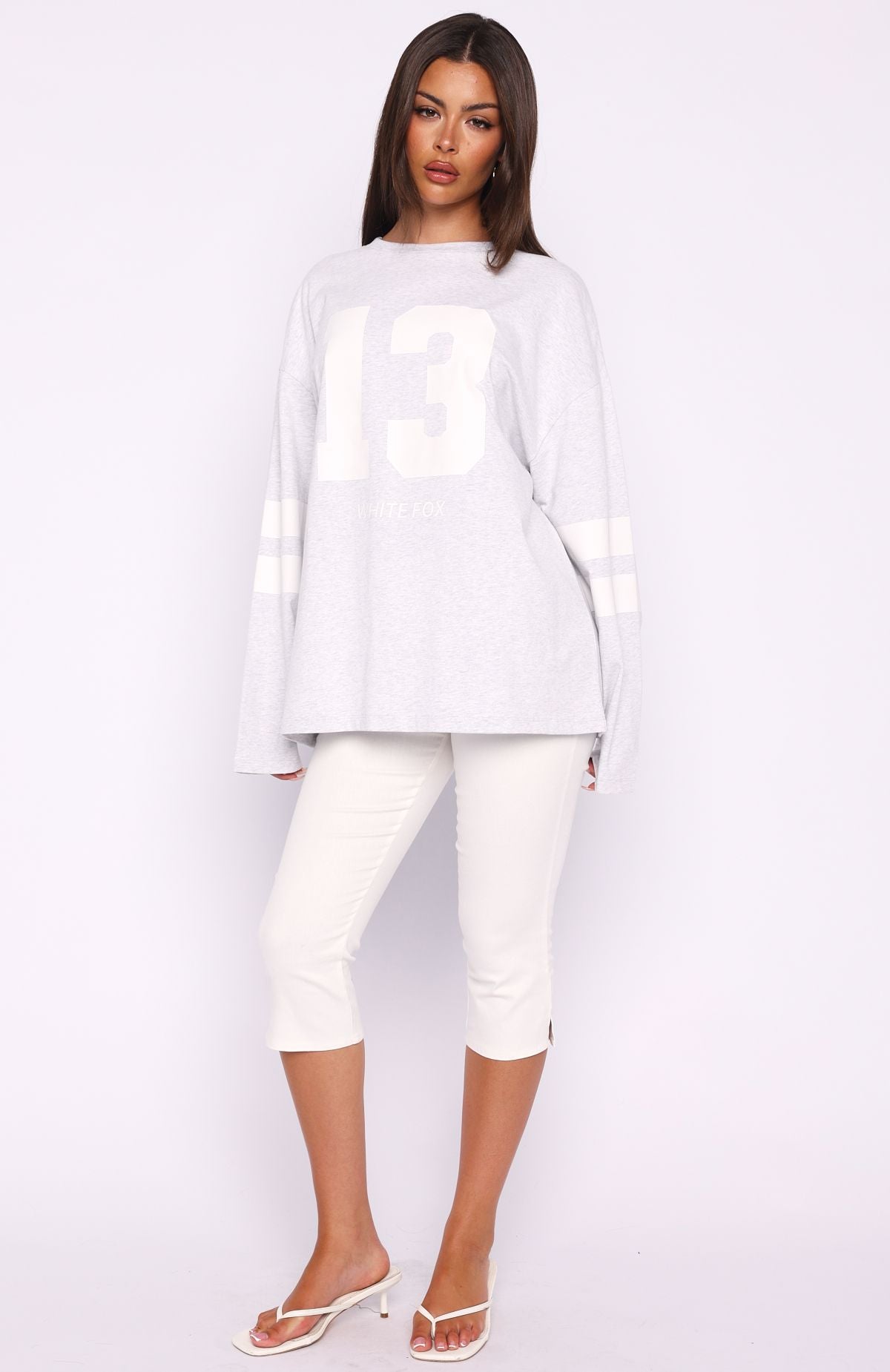 Playing Ball Oversized Long Sleeve Tee Grey Marle