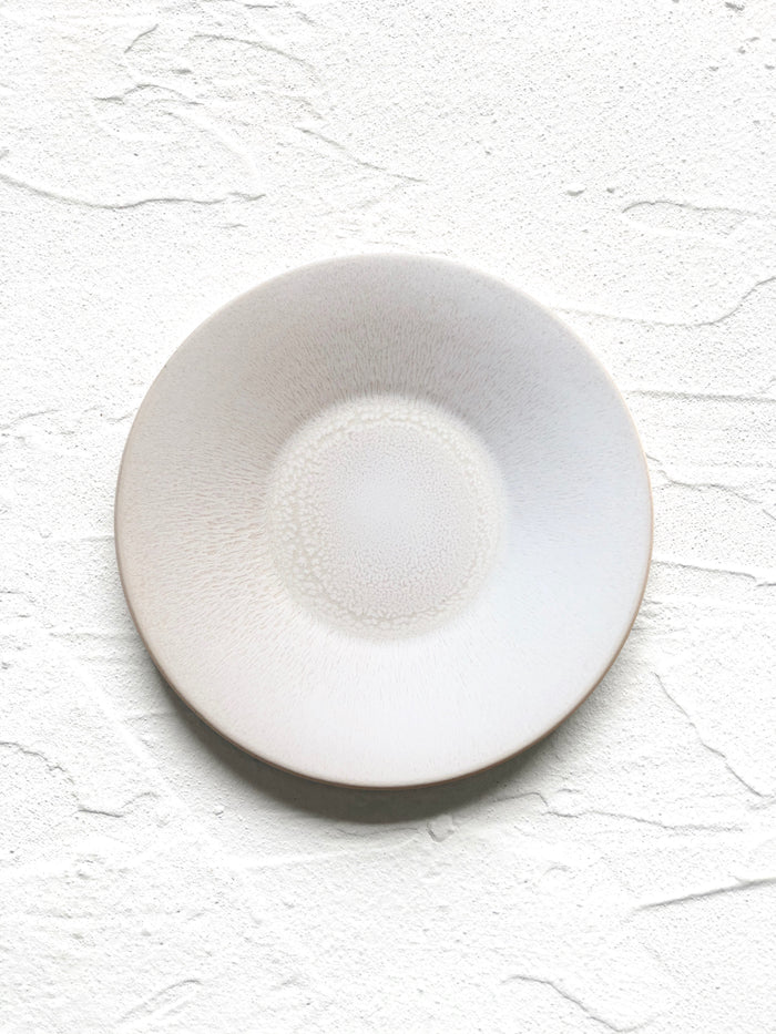 salad plate with white on white reactive glaze 8.5 inches diameter
