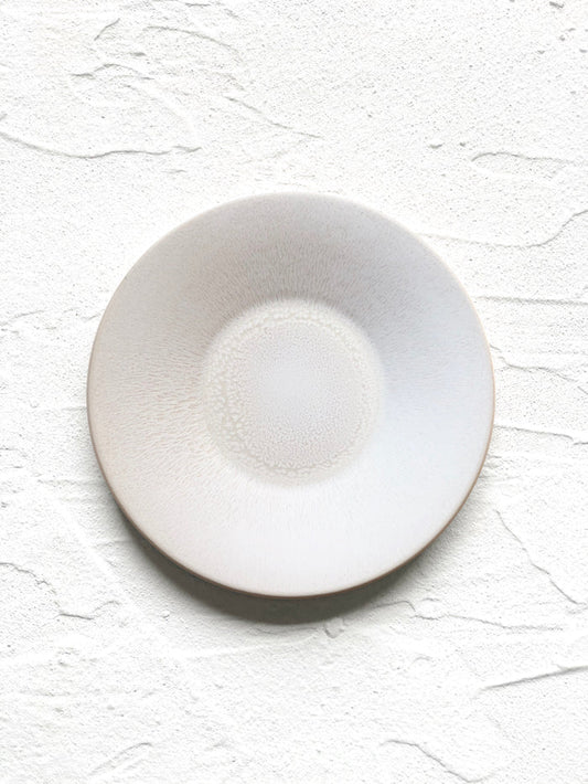 salad plate with white on white reactive glaze 8.5 inches diameter