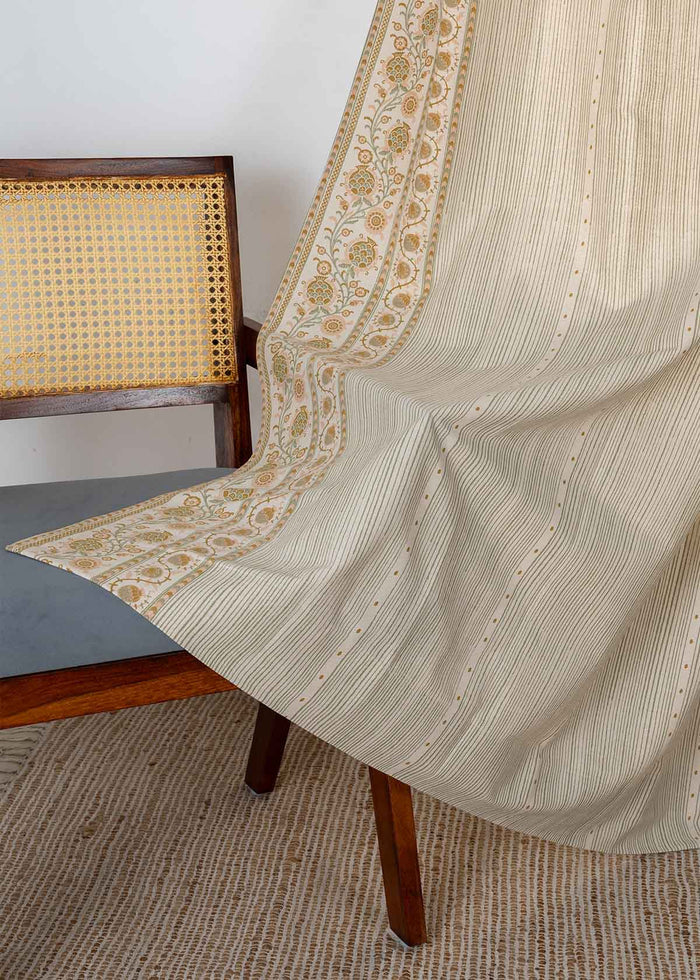 Anora Green Ethnic 100% Cotton Printed Curtain For Livingroom / Bedroom | Light Reduction | Single Piece