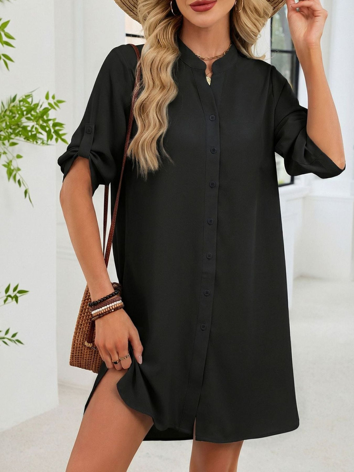 Casual Button-Down Shirt Dress