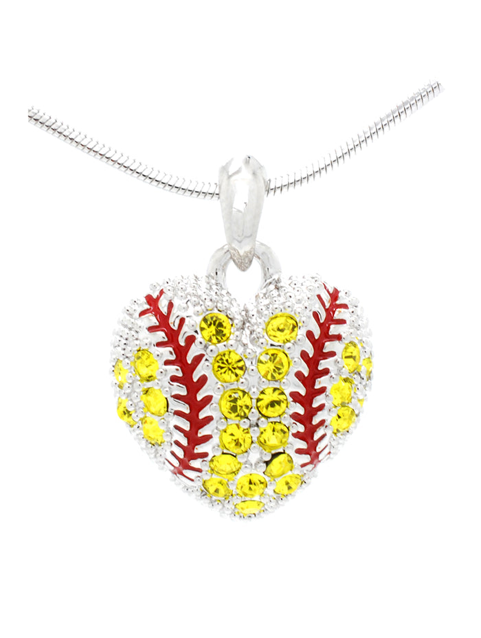 Baseball or Softball Crystal HEART Necklace
