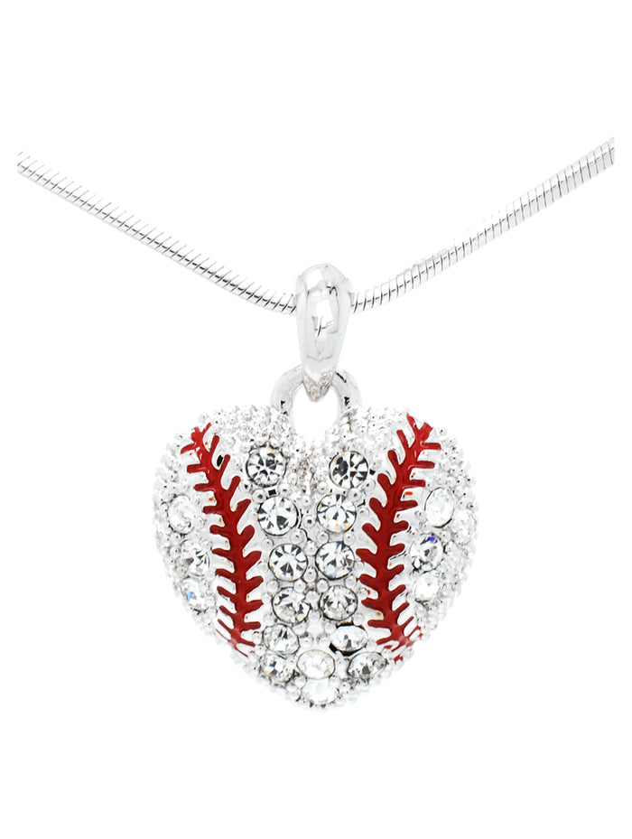 Baseball or Softball Crystal HEART Necklace