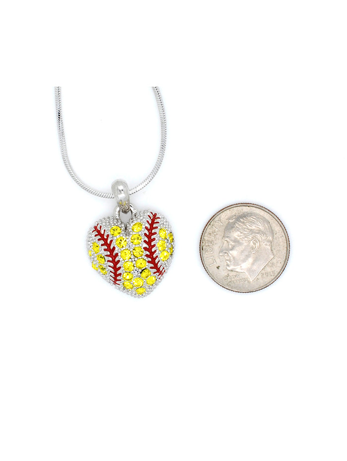 Baseball or Softball Crystal HEART Necklace