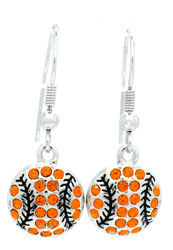 Baseball Softball Dangle Earrings Large Crystal