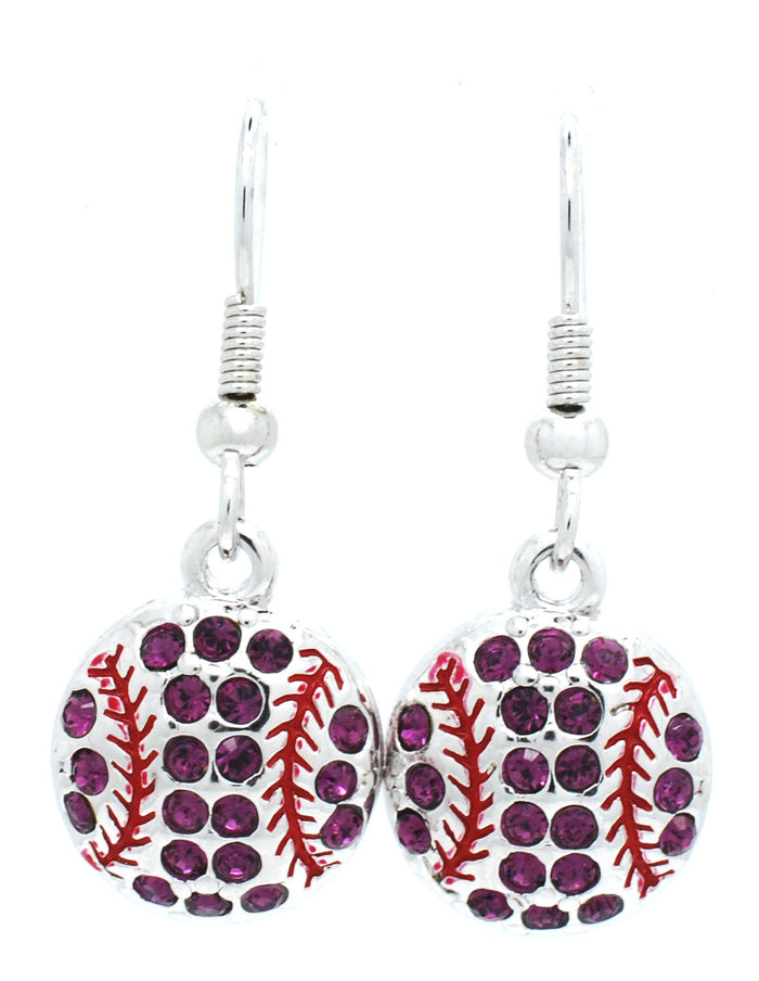 Baseball Softball Dangle Earrings Large Crystal