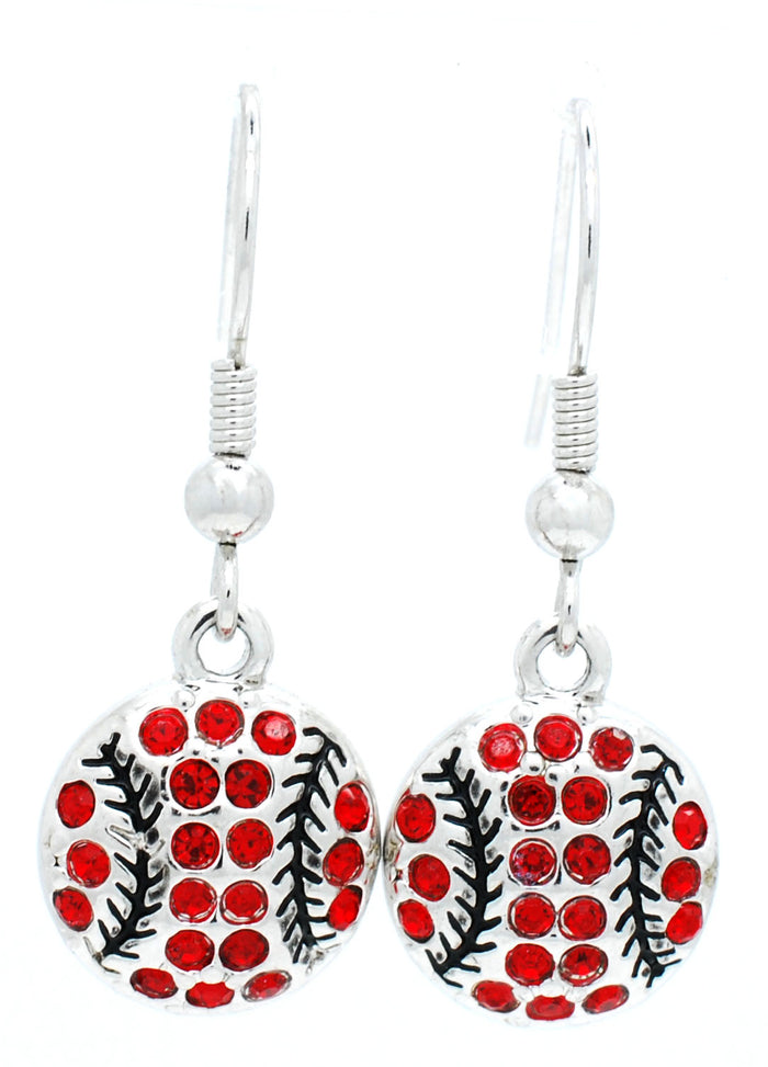 Baseball Softball Dangle Earrings Large Crystal