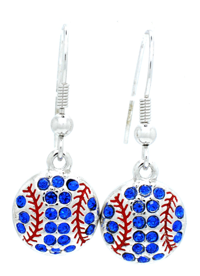 Baseball Softball Dangle Earrings Large Crystal