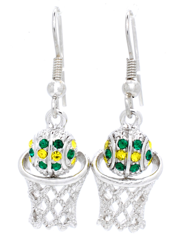 Basketball Hoop DANGLE Earrings - Two Tone