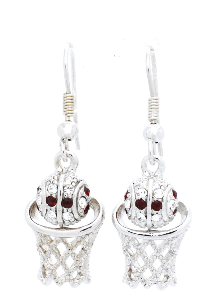 Basketball Hoop DANGLE Earrings - Two Tone
