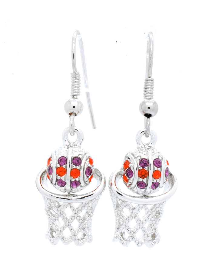Basketball Hoop DANGLE Earrings - Two Tone