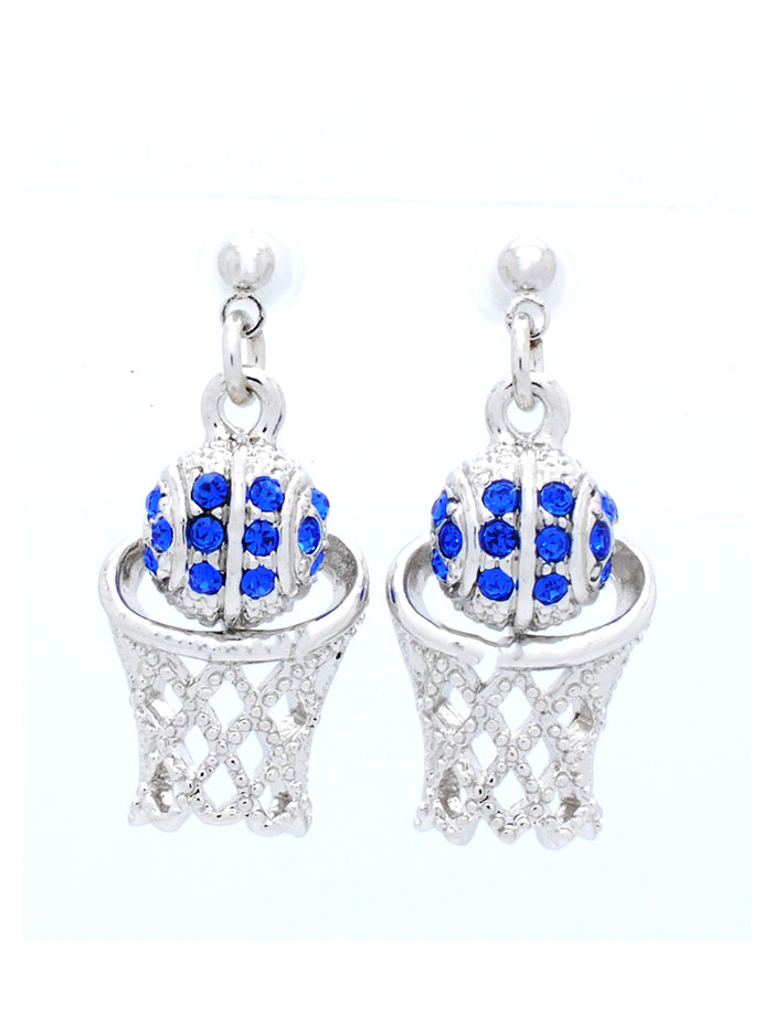 Basketball Hoop Earrings POST - Royal Blue