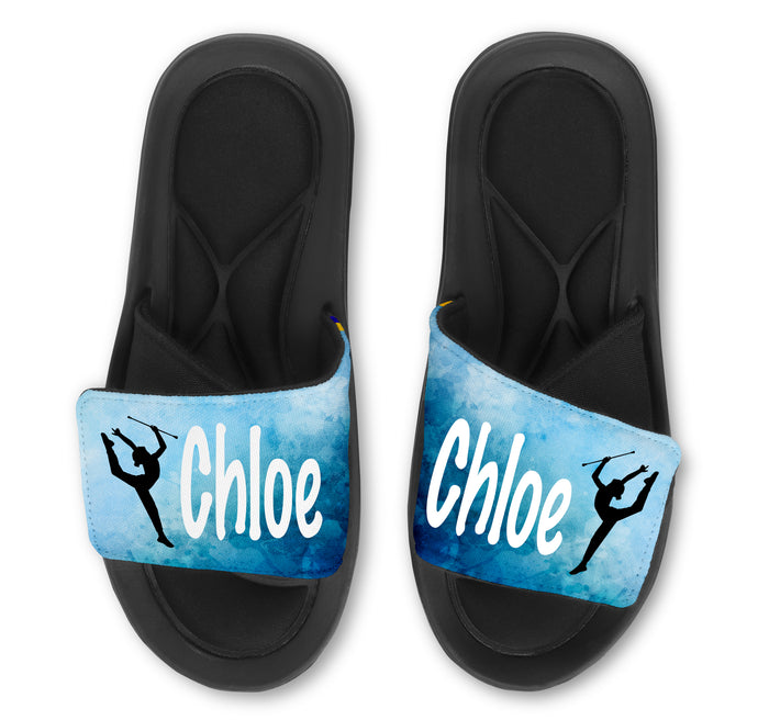 Baton Twirling Custom Slides / Sandals - Watercolor