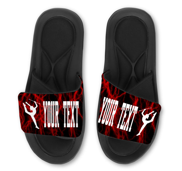 Baton Twirling Custom Slides / Sandals With Lightning Design