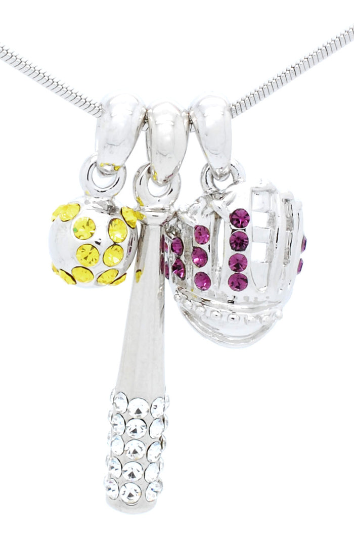 Bat/YELLOW Ball/Glove Combo Necklace