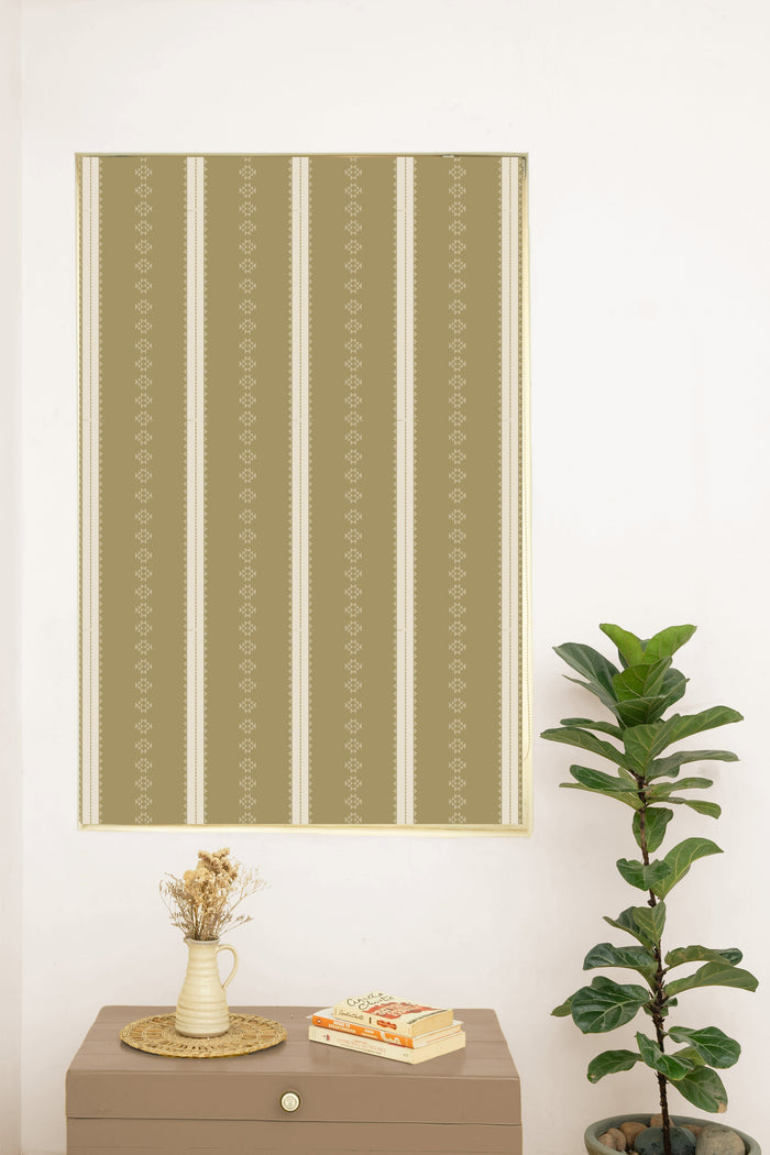 Bhumi Linen Cotton Ethnic textured Customizable blind for livingroom & Bedrooms - Light Reduction - Green