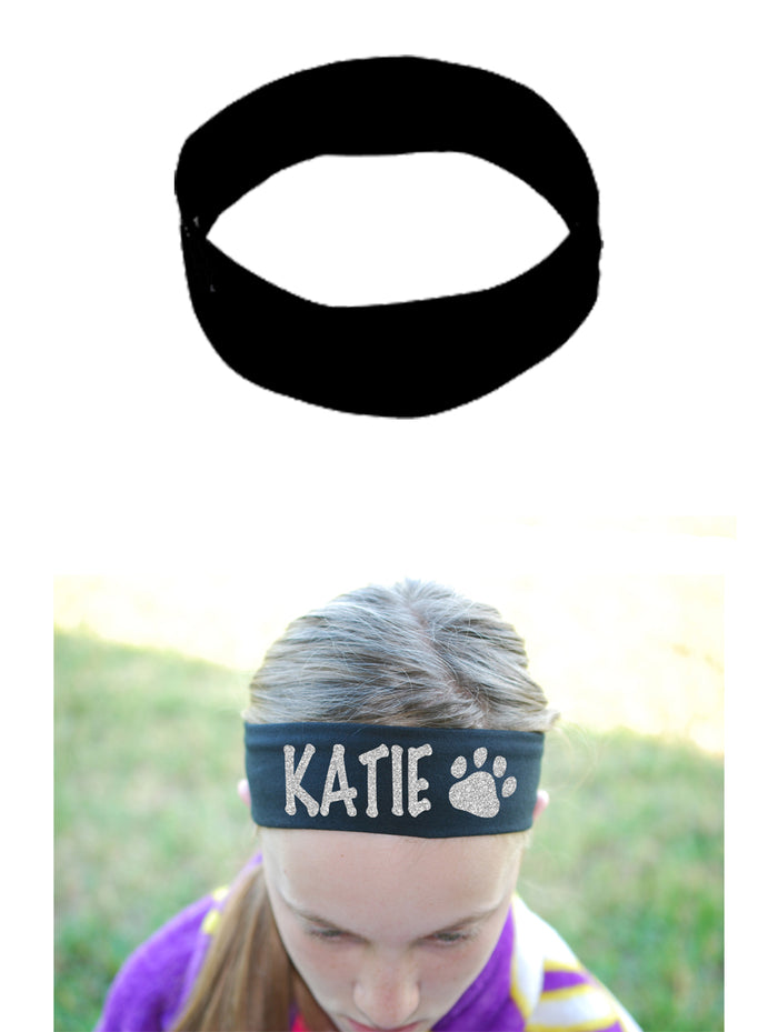 Custom Paw Headband (Cotton/Lycra) - Sparkle Letters!