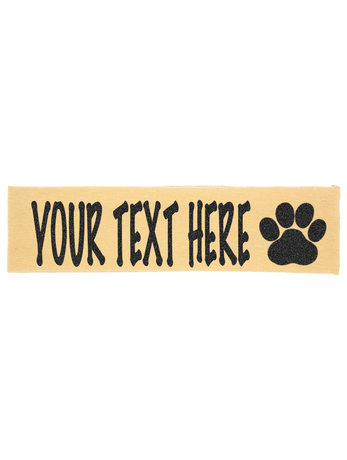 Custom Paw Headband (Cotton/Lycra) - Sparkle Letters!