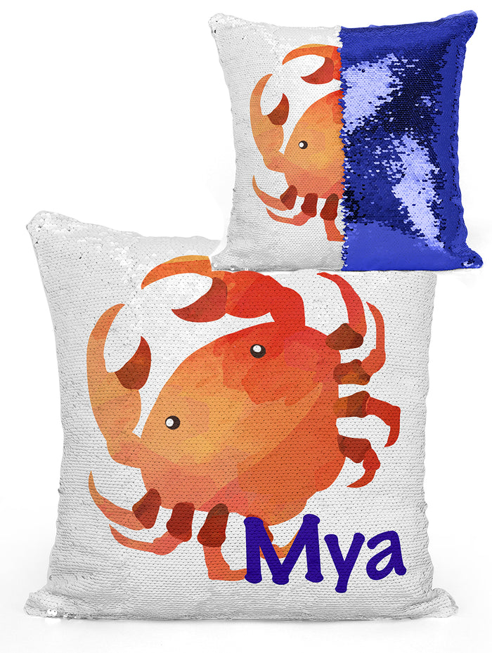 Custom Personalized CRAB Sequin Mermaid Flip Pillow
