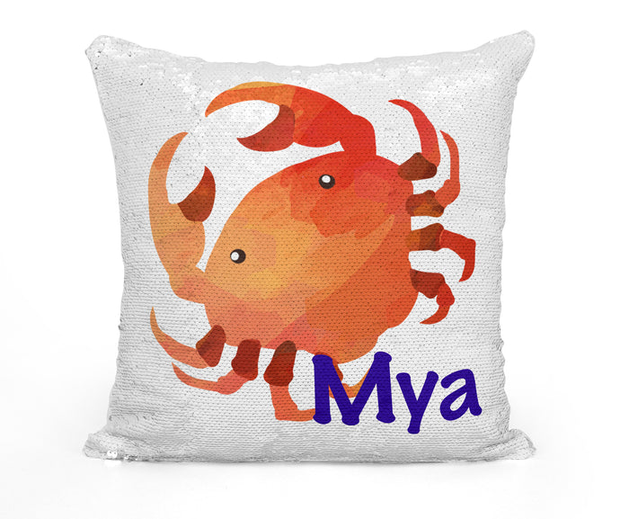 Custom Personalized CRAB Sequin Mermaid Flip Pillow
