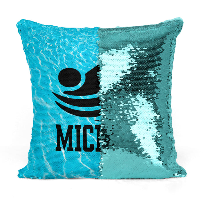 Custom Personalized SWIMMER FREESTYLE Sequin Mermaid Flip Pillow