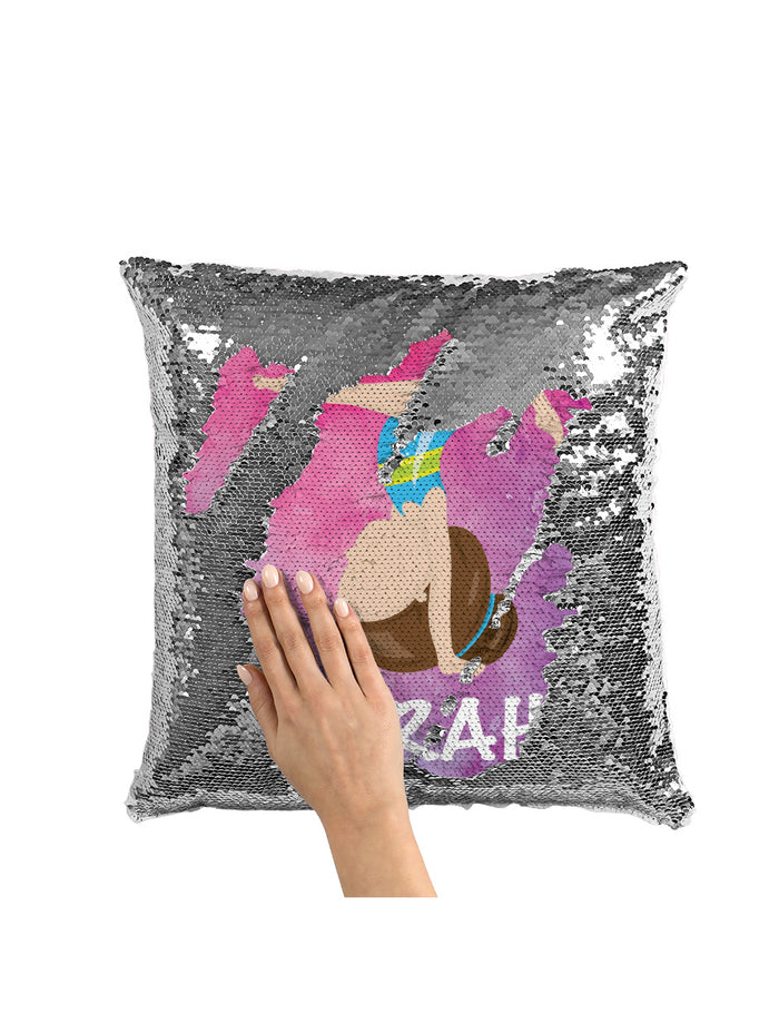 CUSTOM SEQUIN PILLOW - GYMNAST UPSIDE DOWN - Pink Watercolor