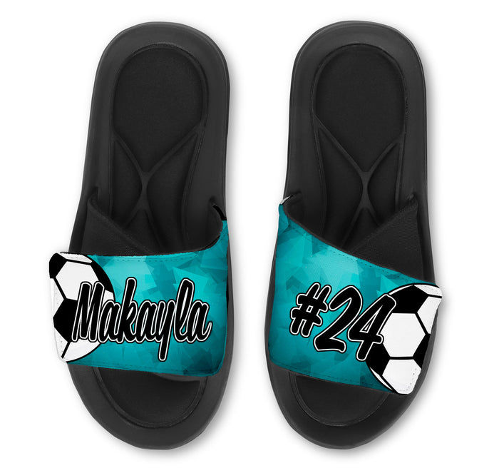 Custom Soccer Slippers with Name & Number | Casual Athletic Slides | Prism Background