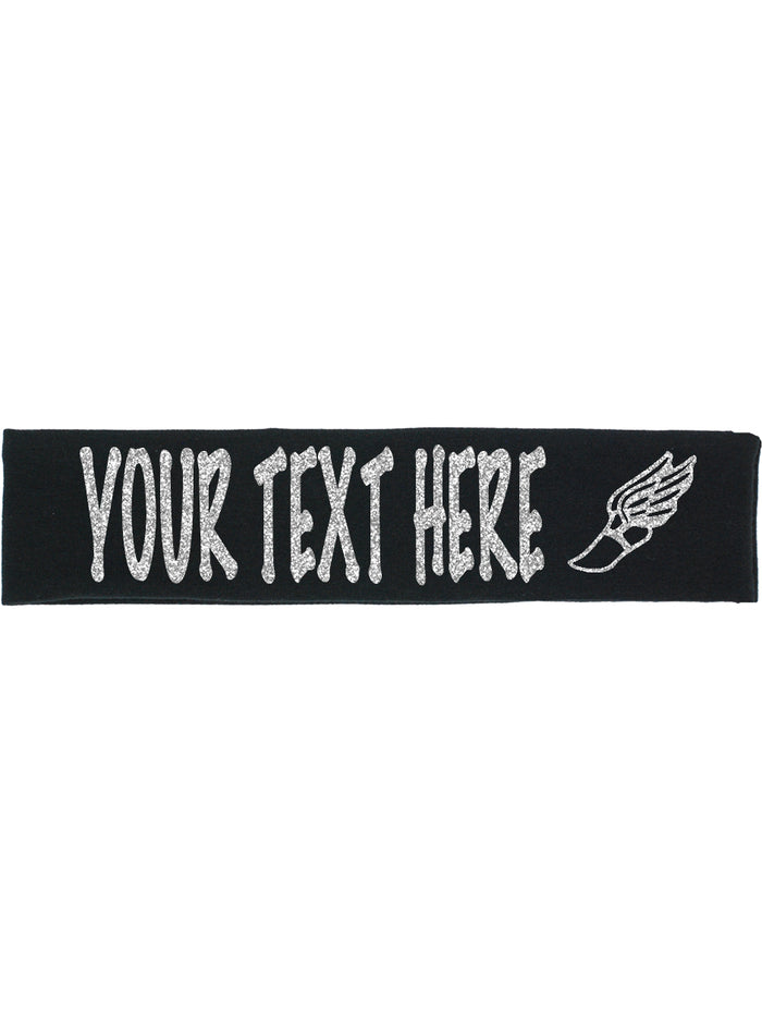 Custom Track Winged Foot Headband (Cotton/Lycra) - Sparkle Letters!