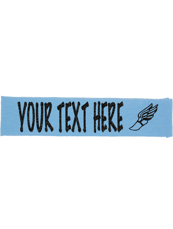 Custom Track Winged Foot Headband (Cotton/Lycra) - Sparkle Letters!
