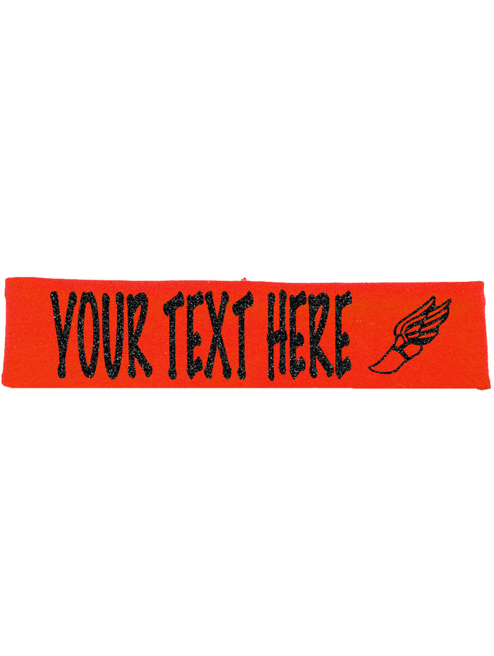 Custom Track Winged Foot Headband (Cotton/Lycra) - Sparkle Letters!