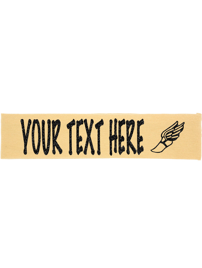 Custom Track Winged Foot Headband (Cotton/Lycra) - Sparkle Letters!