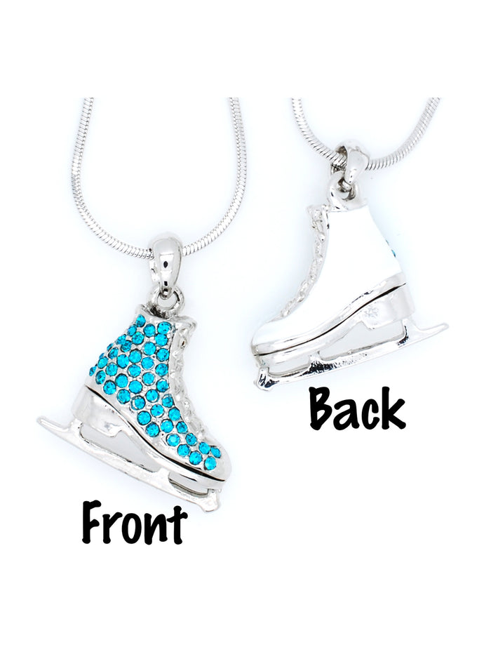 Deluxe Figure Skate Necklace - Enamel/Crystal