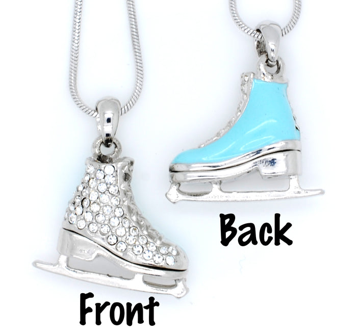 Deluxe Figure Skate Necklace - Enamel/Crystal