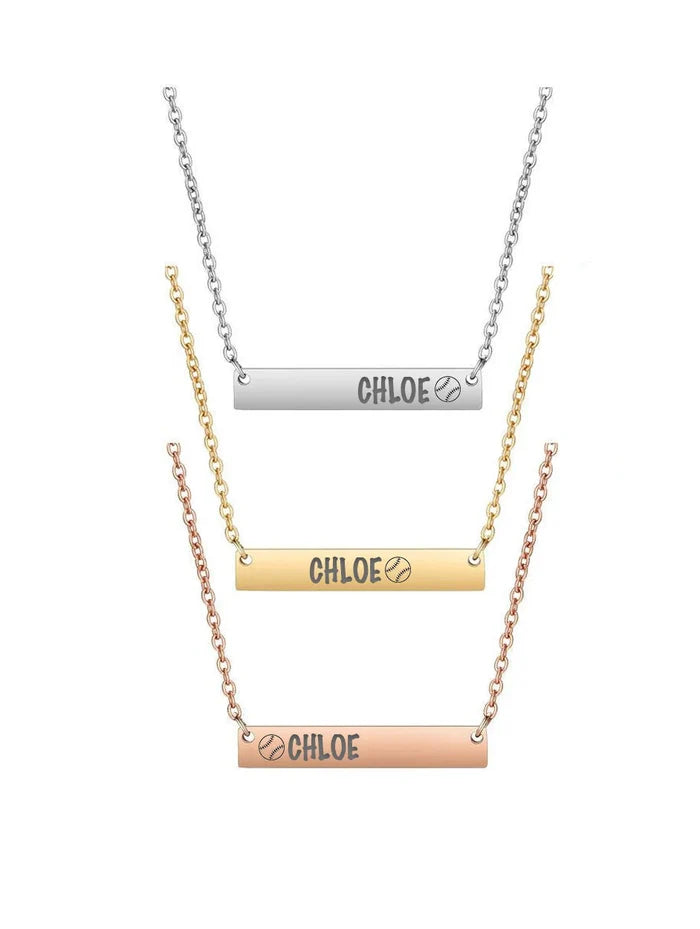 Engraved Bar Pendant - Softball