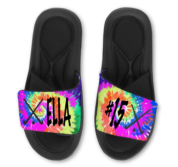 Field Hockey Custom Slides / Sandals -Tie Dye
